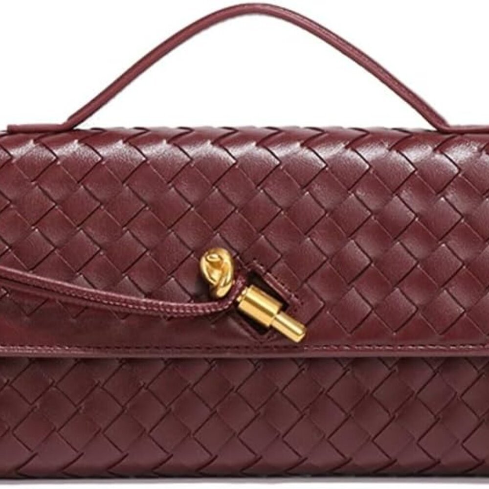 Trendy Woven Evening Clutch Purses Women Underarm Shoulder Handbag Cute Satchels